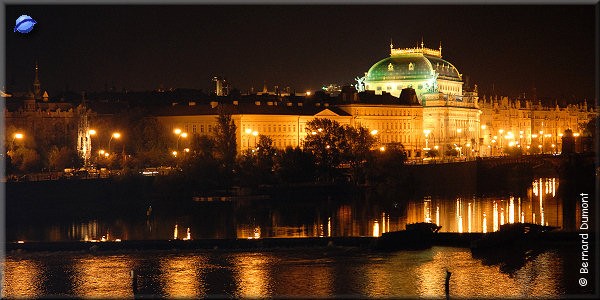 Prague : the National Theatre and the banks of river Vltava