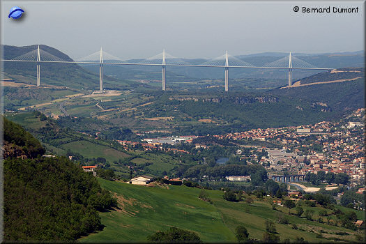 Millau, the city, the river Tarn and the viaduct