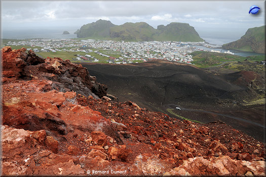 (Vestmannaeyjar) View over Heimaey from Eldfell volcano