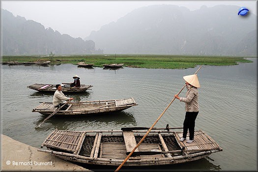Tourist boats in the "Terrestrial Hạ Long Bay" near Tam Coc