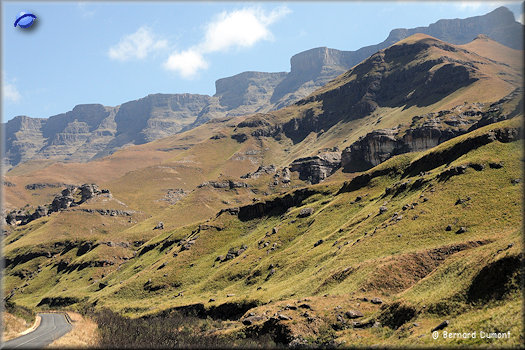 Drakensberg Mountains, road ascending to Sani Pass